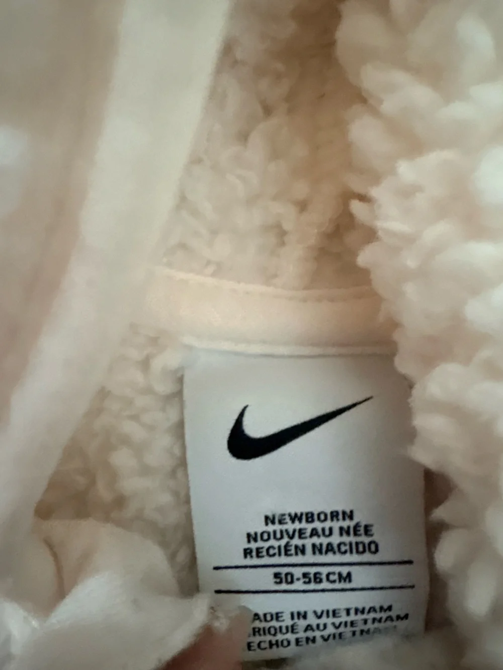 Nike Cream Sherpa Hooded Infant Zip Romper